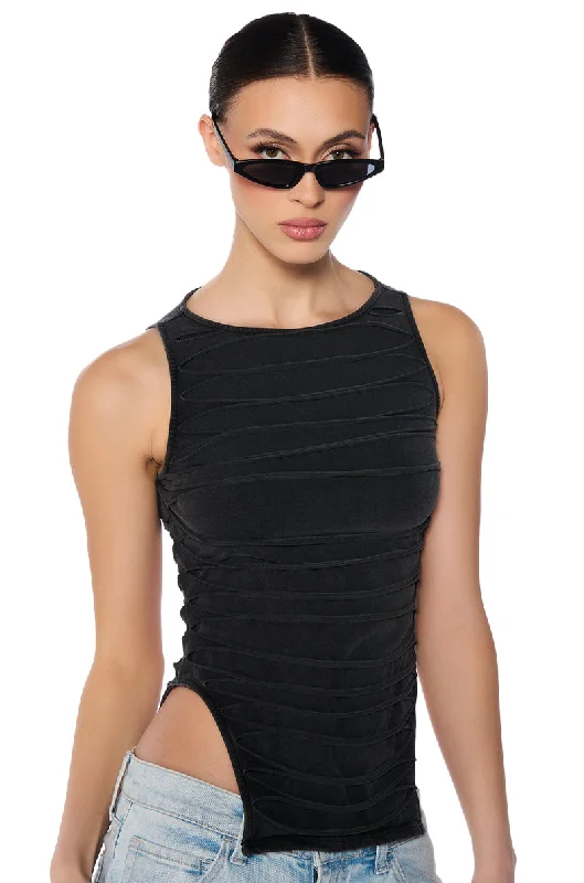 RIP ME OUT DISTRESSED KNIT TANK TOP v-neck tank top