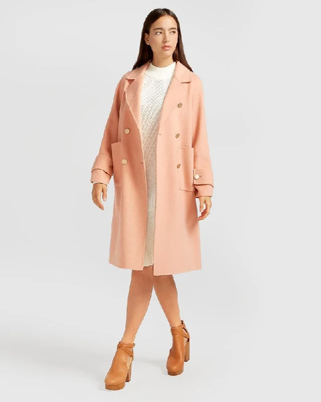 Rumour Has It Oversized Wool Blend Coat - Peach Fizz Fuzzy Sherpa Pullover