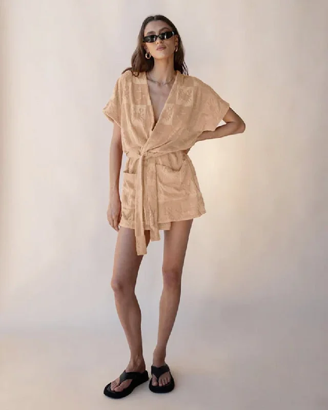 Seaside Terry Kimono Dress Macadamia O/S