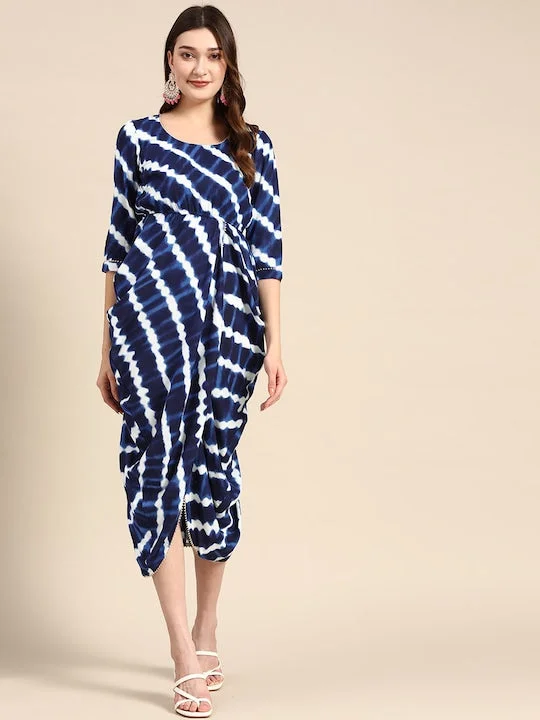 Side Cowl Asymmetric Overlap Dress | Dhoti Dress