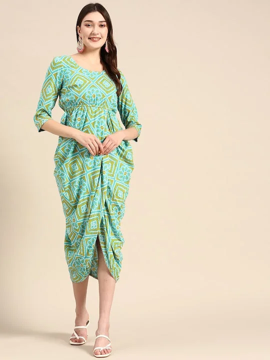 Side Cowl Asymmetric Overlap Dress | Dhoti Dress
