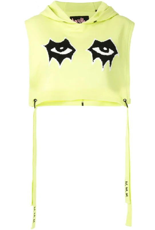 SIGNATURE CROP HOODIE NEON LIME Hoodie with Back Slit Movement Comfort