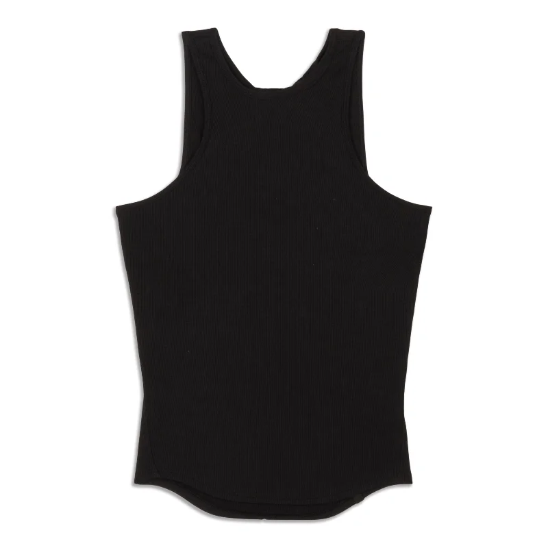 Silk Twist-Back Yoga Tank Top - Resale metallic tank top