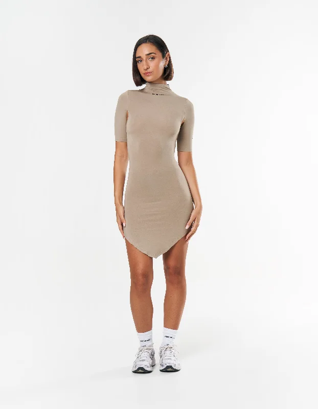 S1 Cut Out Dress Short - Beige