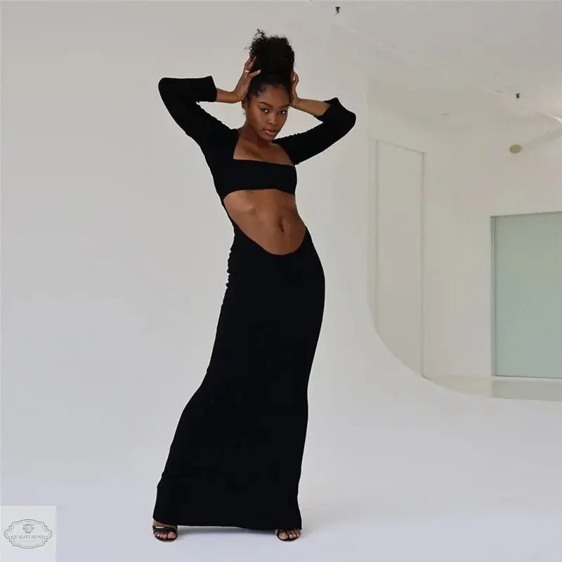 Black Cut Out Slim Fit Dress