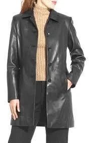 Super Trench Women Leather Coats Modern Asymmetric Coat