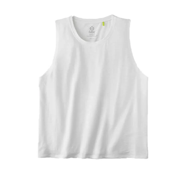 Tasc Womens NOLA Crop Tank Top - White flowy tank top