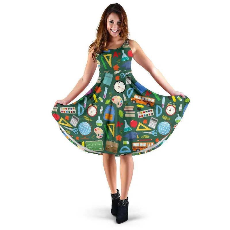 Teacher Print Pattern Dress