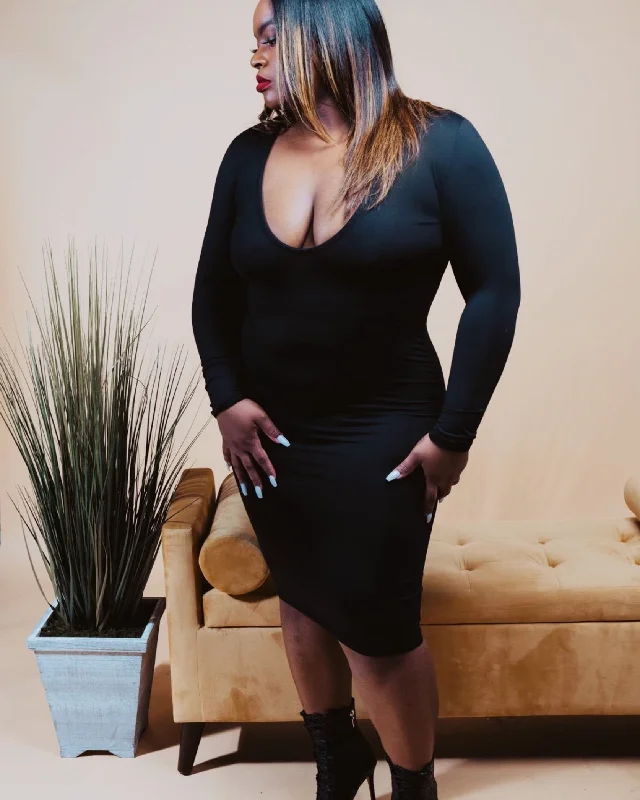 The Plunge Dress-Black
