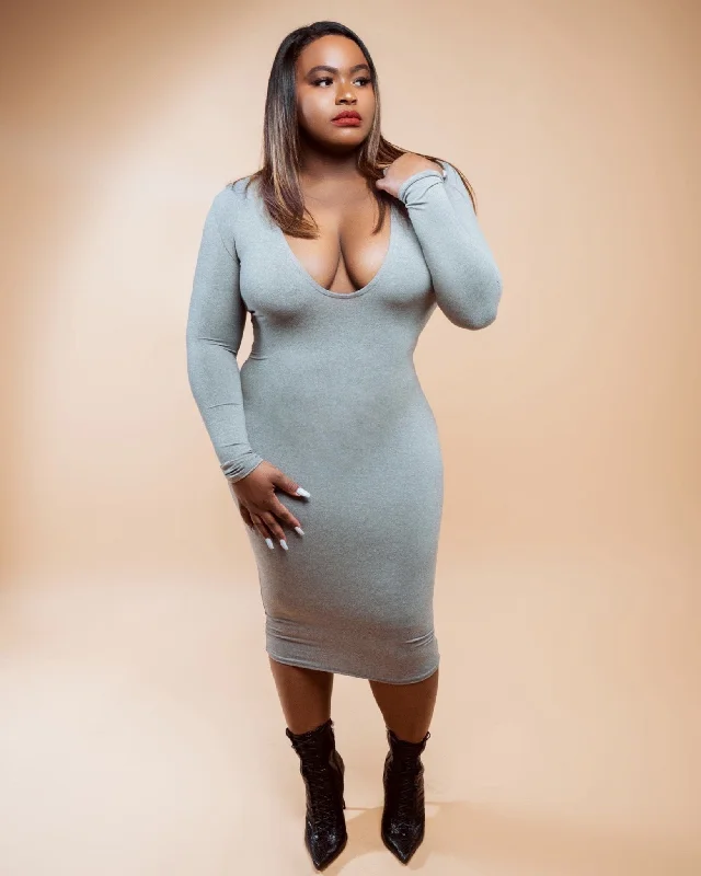 The Plunge Dress - Gray