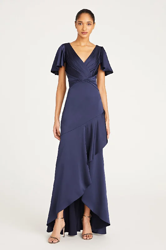 Valencia V Neck Satin Gown