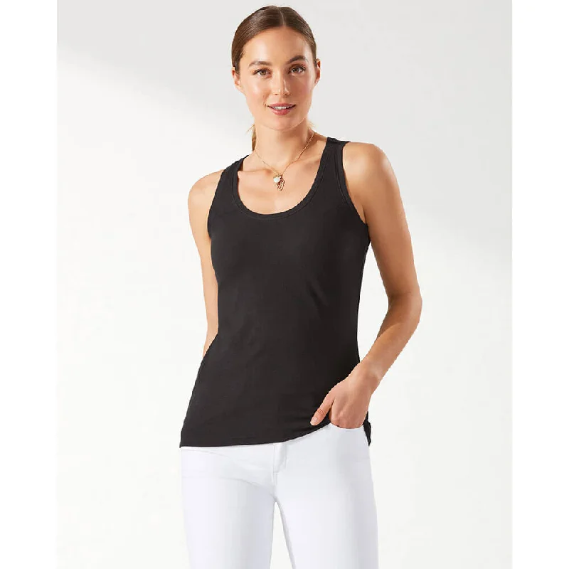 Tommy Bahama Women's New Barrier Bay Rib Tank Top - Black* casual tank top