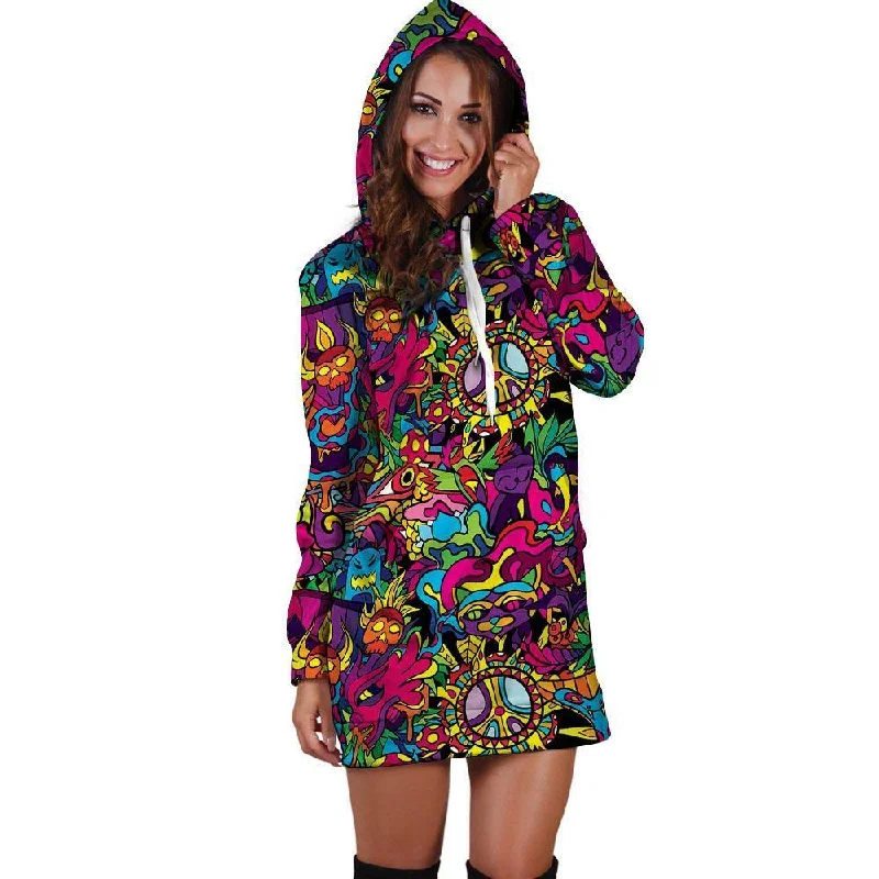 Tribal Trippy Hoodie Dress
