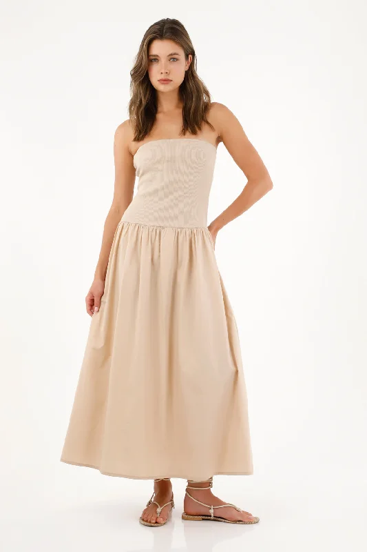 Women's Strapless Brown Dress