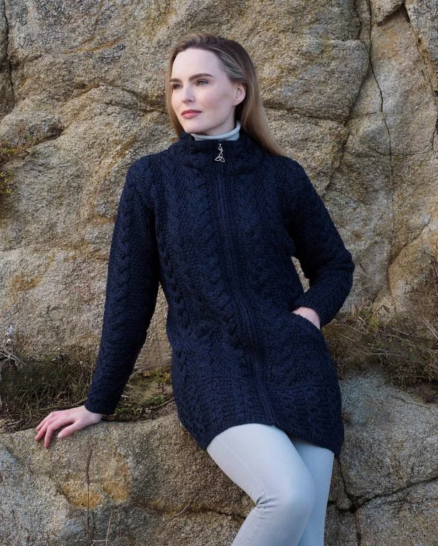 West End - X5070 zip coat | lang damesvest Open-Knit Duster Coat