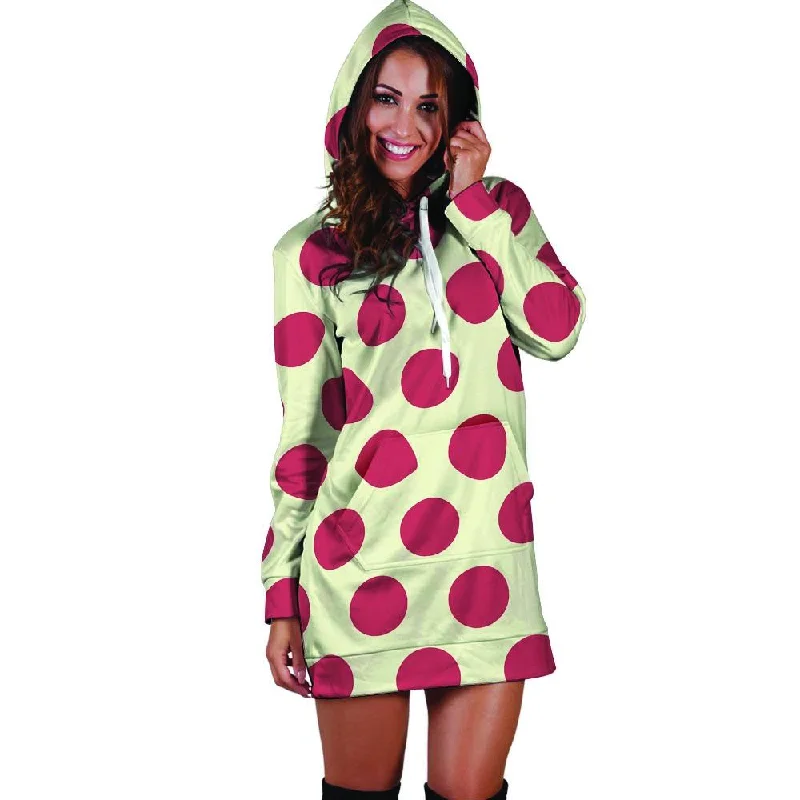 White And Red Polka Dot Hoodie Dress