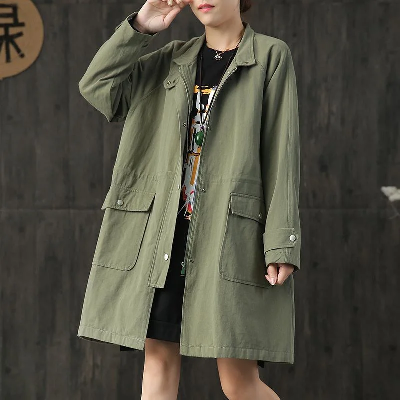 women army green vintage Coats plus size clothing fall trench coats big pockets Buttoned Peplum Coat women army green vintage Coats plus size clothing fall trench coats big pockets Buttoned Peplum Coat