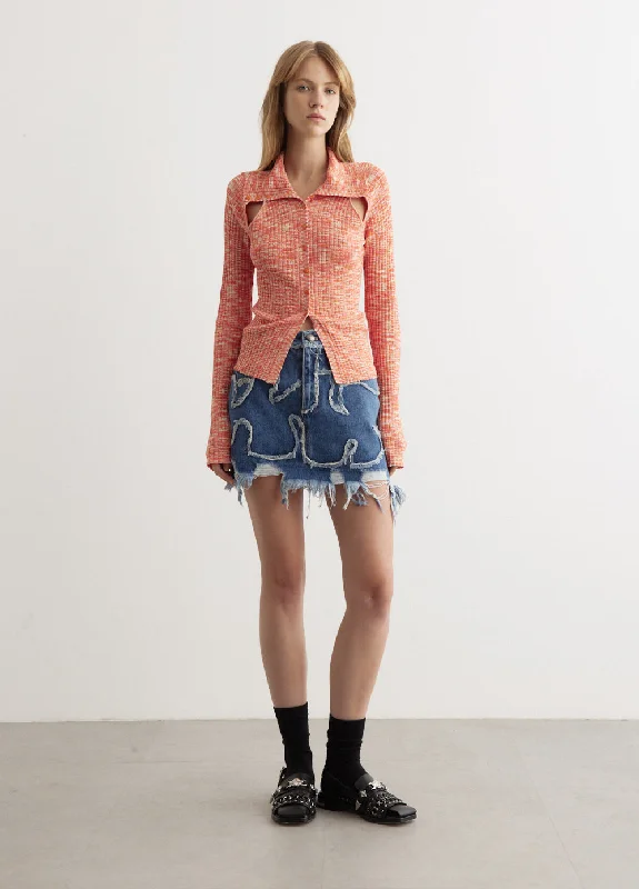 Rozy Slit Knit Cardigan Zippered Buttoned Snapped