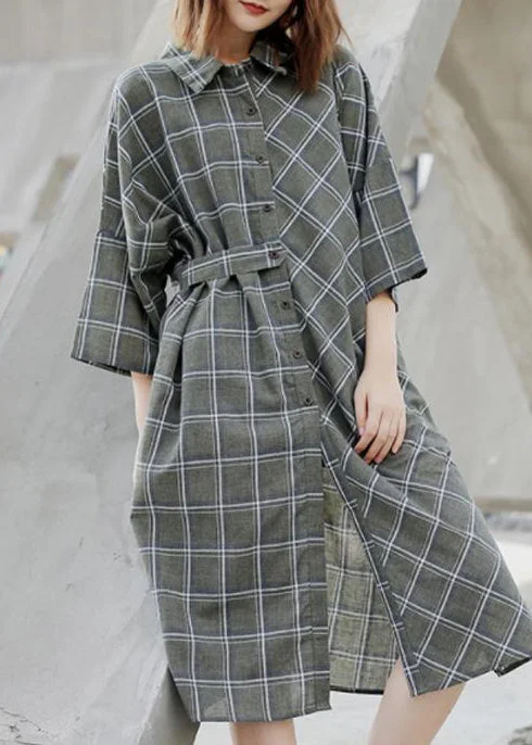 Women Spring Casual Plaid Cardigan Shirt Dress Knit Fabric Woven Fabric Fleece Fabric Women Spring Casual Plaid Cardigan Shirt Dress Knit Fabric Woven Fabric Fleece Fabric