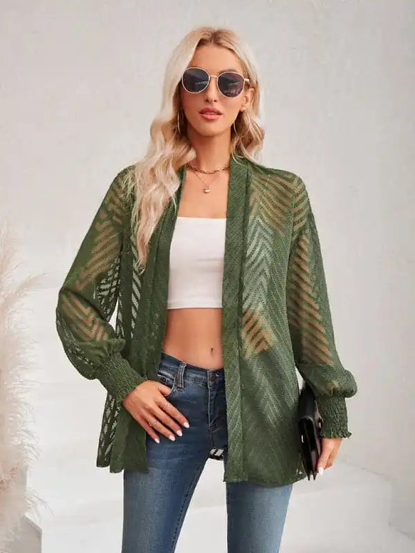 Women’s casual solid color loose jacquard cardigan top Handmade Hand-knitted Hand-woven Women’s casual solid color loose jacquard cardigan top Handmade Hand-knitted Hand-woven