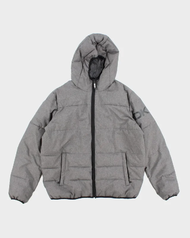 Womens Grey DKNY Puffer Coat - L Soft Flannel Shacket