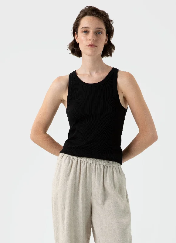 Women's Ribbed Tank Top in Black ivory tank top
