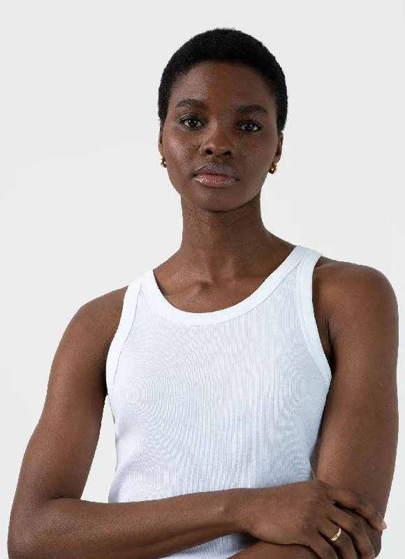 Women's Ribbed Tank Top in White peach tank top