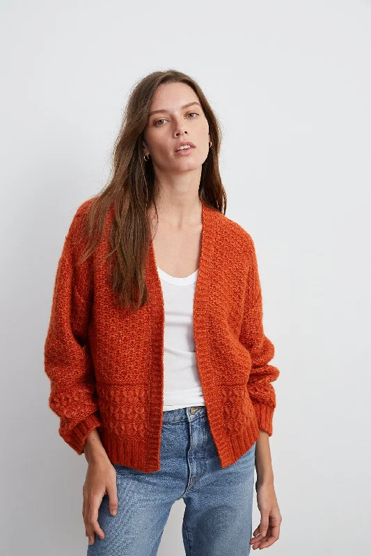YUNA OPEN CARDIGAN Fleece Fabric Down Fabric Feather Fabric