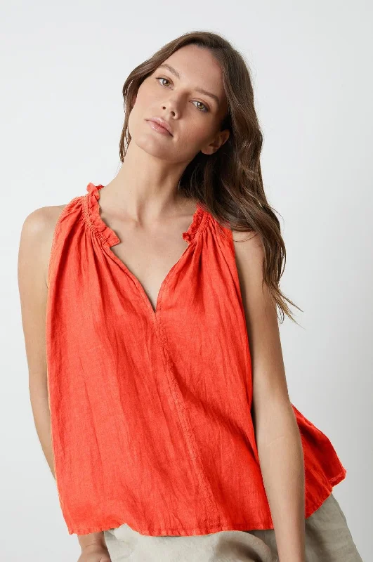 ZOEY LINEN V-NECK TANK TOP v-neck tank top