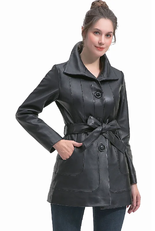 BGSD Women Erika Lambskin Leather Coat Soft Thermal Overcoat