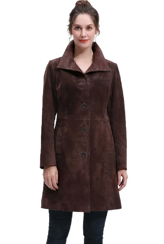 BGSD Women Janel Suede Leather Walking Coat Suede Fringe Jacket