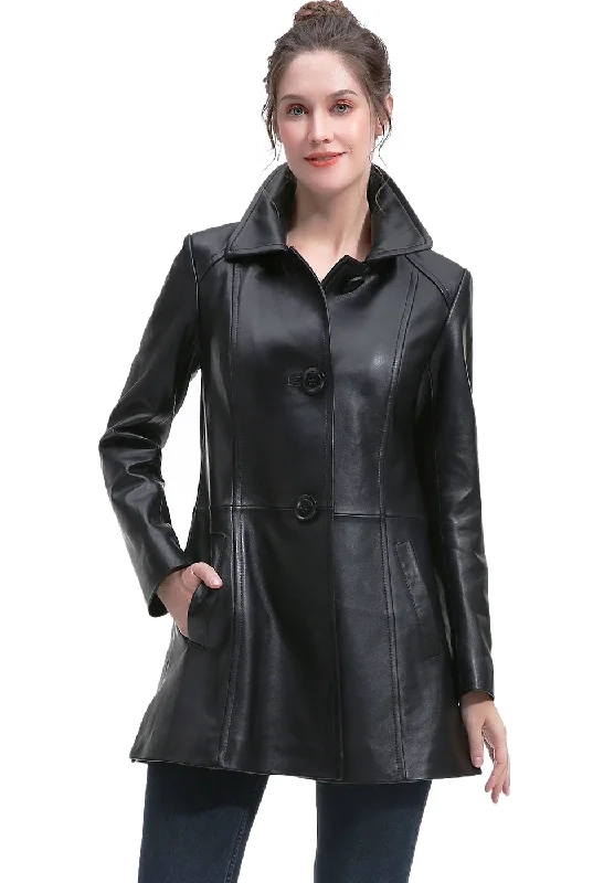BGSD Women Marah Lambskin Leather Coat Soft Cashmere Wrap