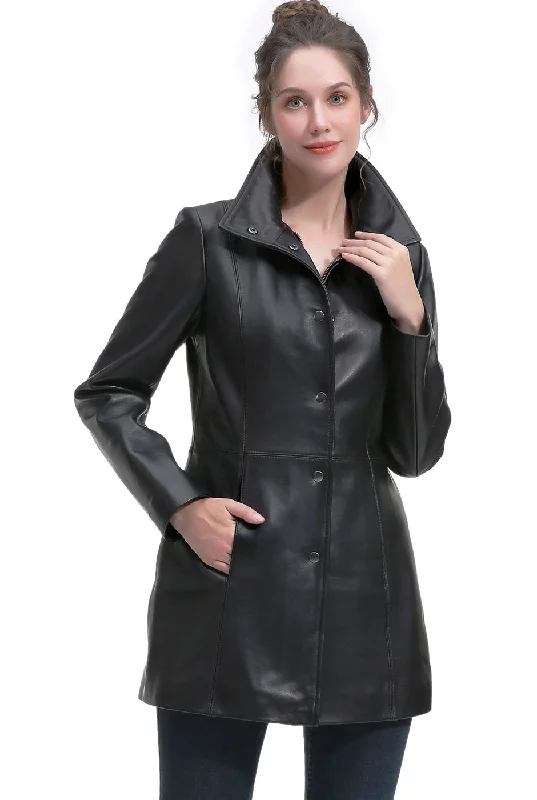 BGSD Women Rosie Lambskin Leather Coat Oversized Teddy Coat