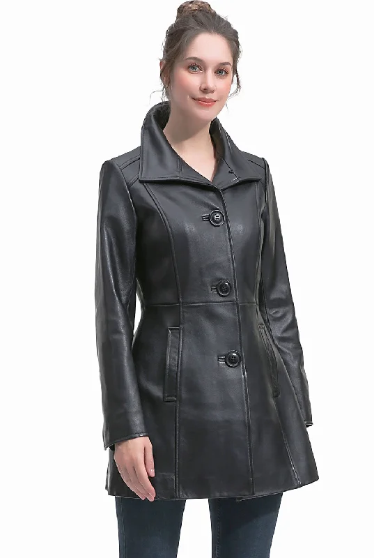 BGSD Women Sarai Lambskin Leather Coat Casual Denim Jacket