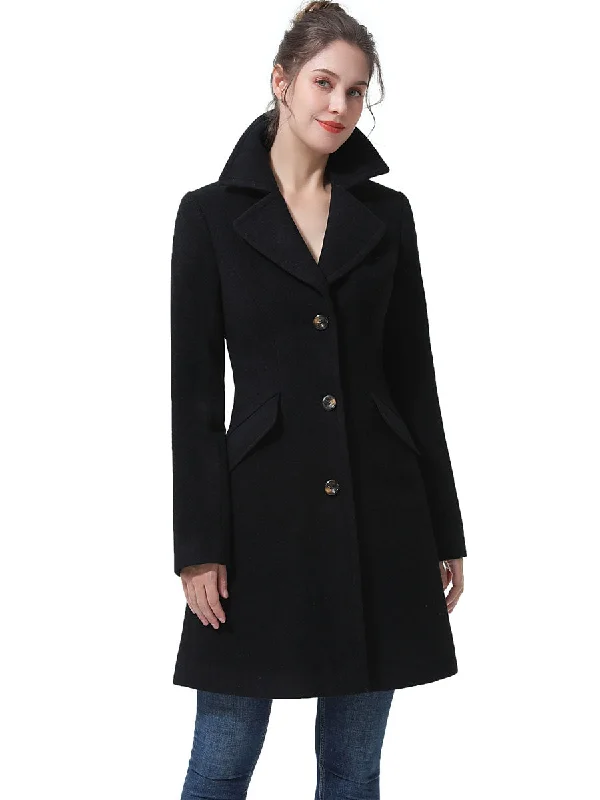 BGSD Women Ada Mid-Length Wool Walking Coat Pastel Wool Peacoat