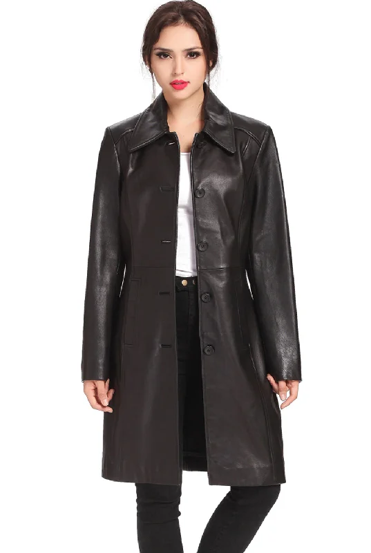 BGSD Women Amber Lambskin Leather Walking Coat Cropped Fleece Jacket
