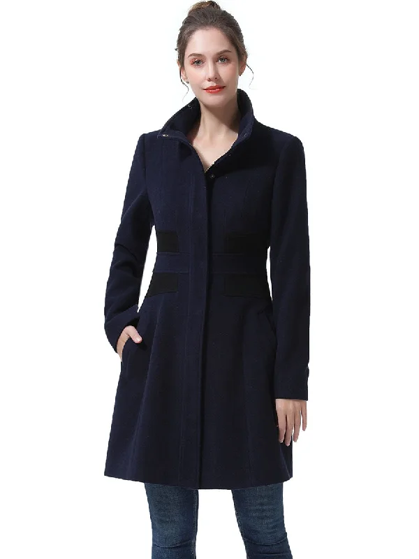BGSD Women Ari Fit & Flare Wool Coat Cozy Knitted Poncho