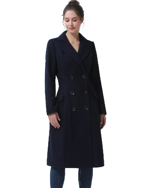 BGSD Women Bri Long Wool Pea Coat Adjustable Waist Parka