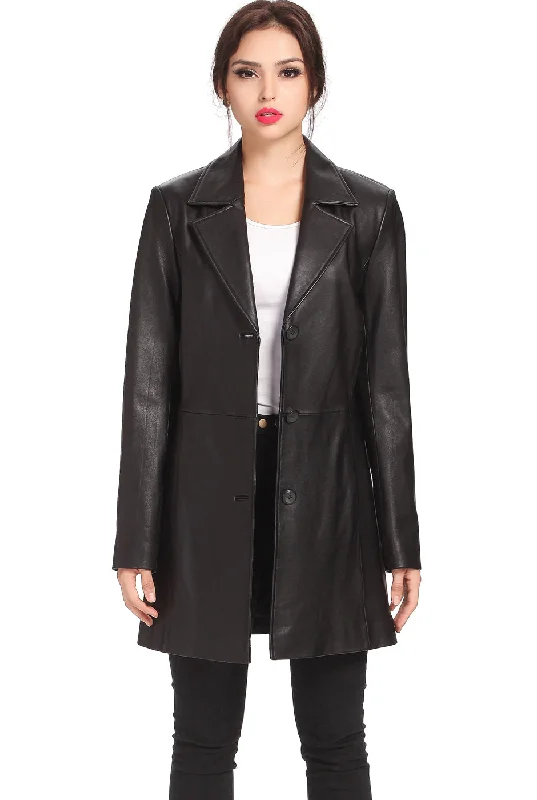BGSD Women Danielle Lambskin Leather Walking Coat Boho Fringe Cardigan