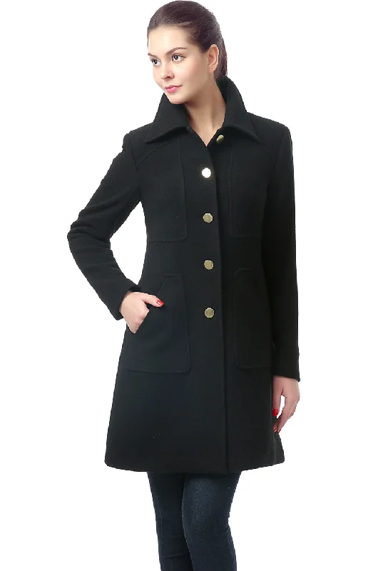 BGSD Women Elizabeth Wool Walking Coat Elegant Cape Blazer
