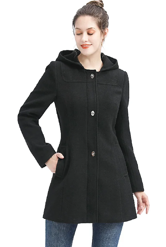 BGSD Women Eva Wool Hooded Parka Coat Stretchy Active Jacket
