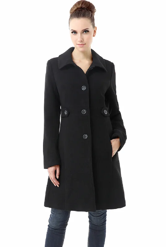 BGSD Women Heather Wool Walking Coat Plaid Checkered Coat