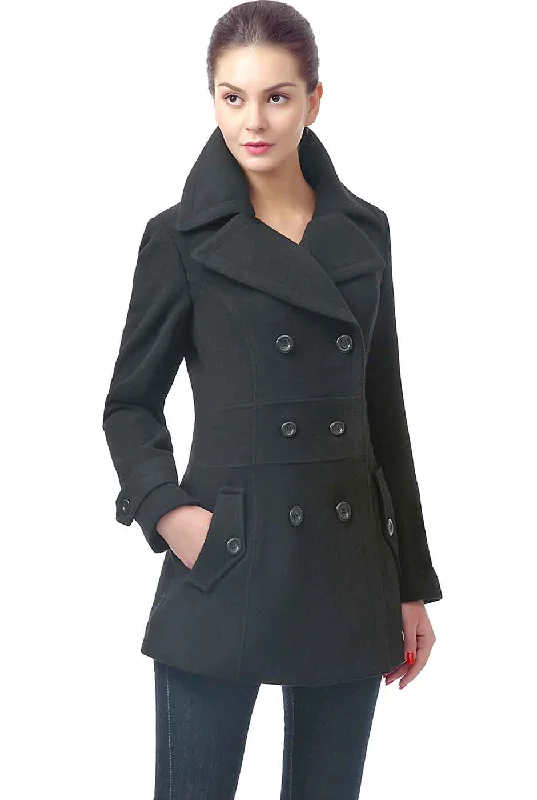 BGSD Women Joann Wool Pea Coat High-Collar Puffer Coat