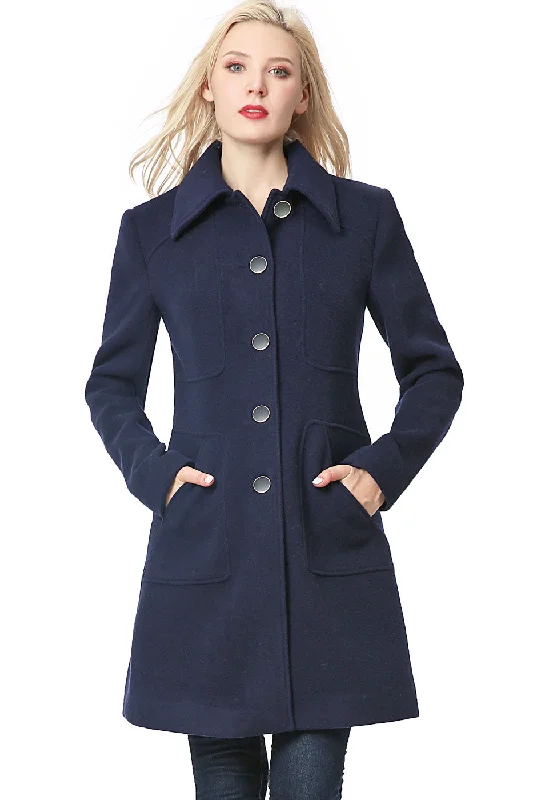BGSD Women Anna Wool Blend Walking Coat Hooded Parka Coat