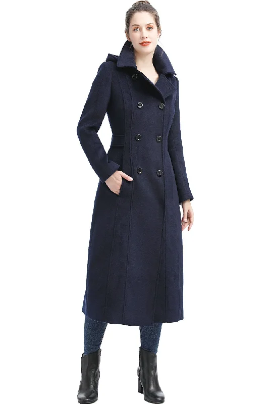 BGSD Women Lea Hooded Full Length Long Wool Coat Cropped Moto Jacket