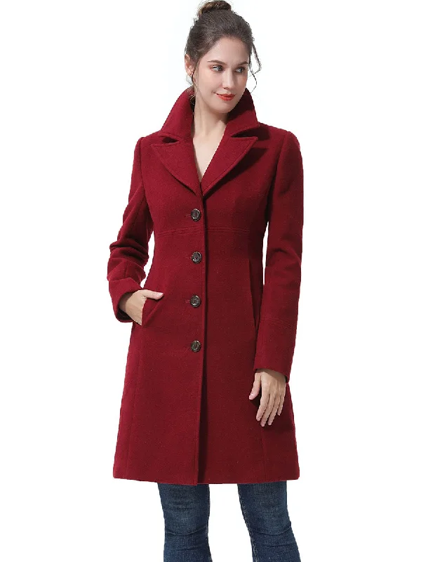 BGSD Women Ros Wool Walking Coat Belted Wool Overcoat