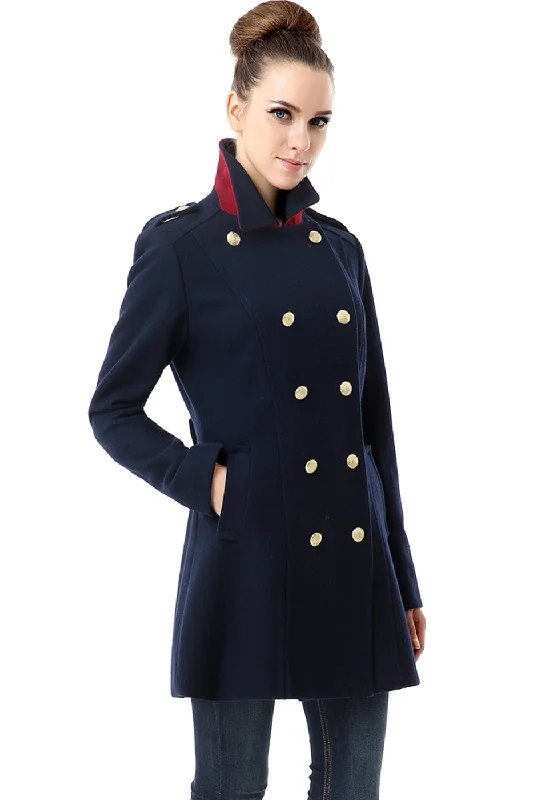 BGSD Women Victoria Wool Fitted Military Melton Coat Classic Riding Jacket