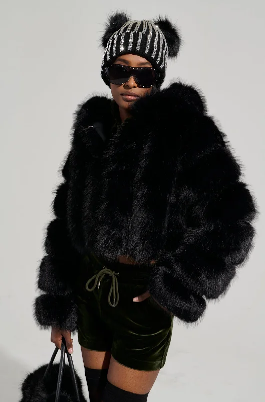 JOLENE FAUX FUR COAT IN BLACK Warmth-Enhanced Parka
